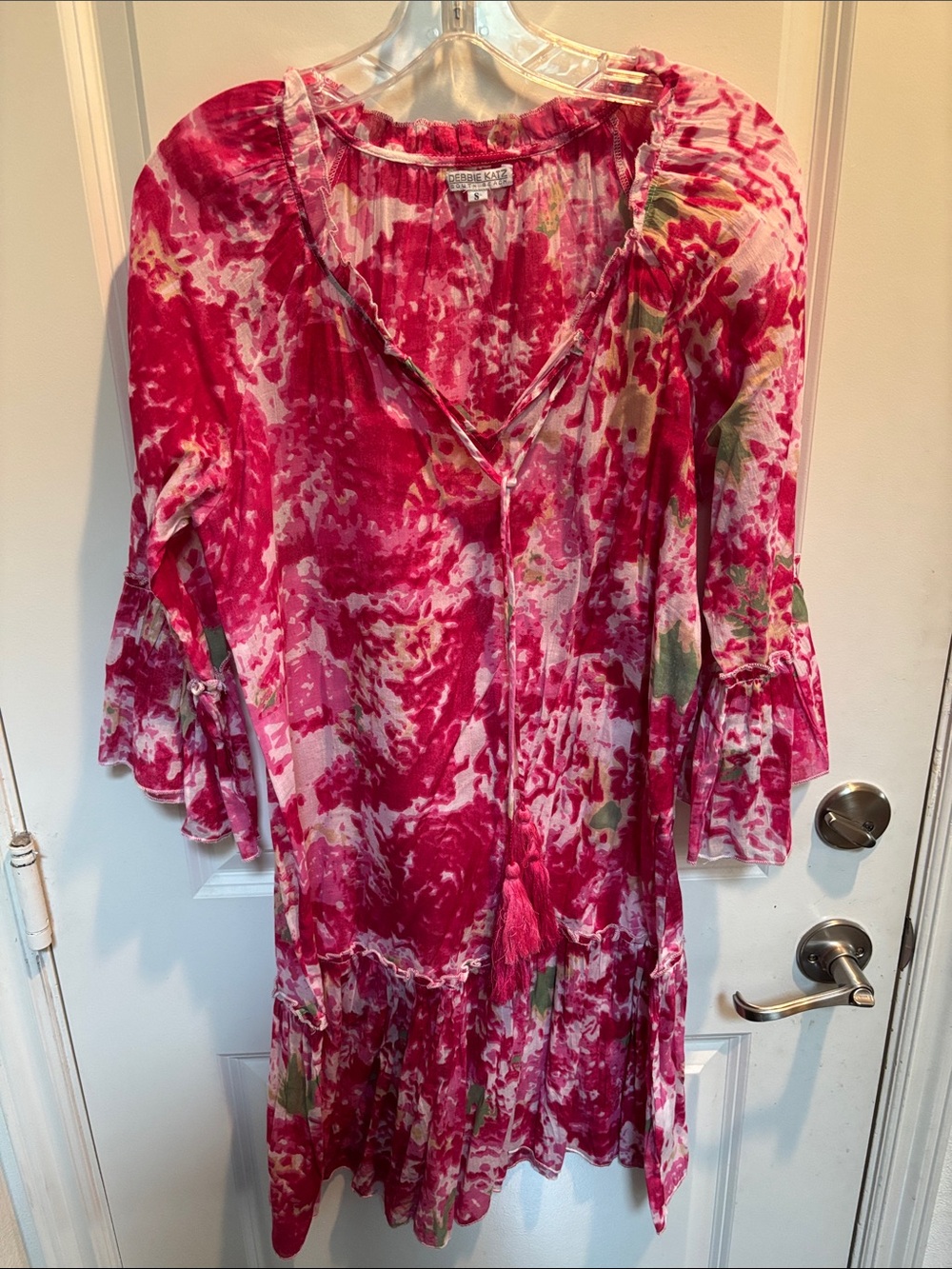 Bright Pink Tie-Dye Tassel Tunic Swim Cover Up
